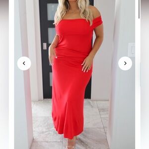 Elegant Red Off-Shoulder Dress